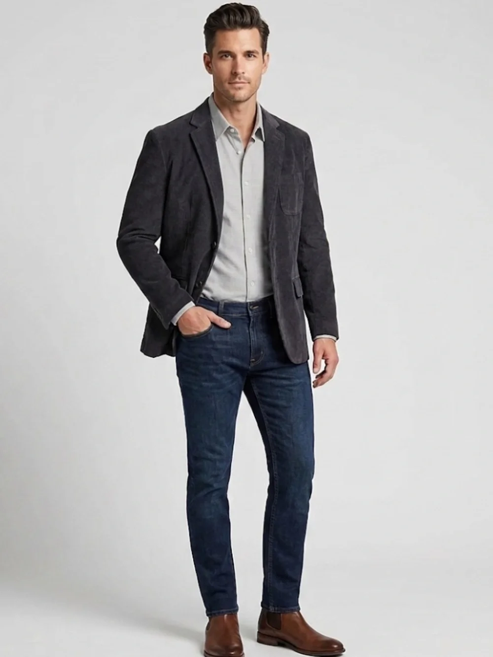Jachs New York Gray Corduroy 2‎ Button Sport Jacket Men's Size XXL NWT